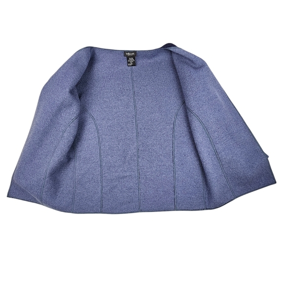 Willie Smith Petite Blue 2-Tone Open Front Wool Stretch Cardigan Size PL - Picture 5 of 10